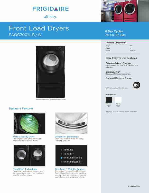 Frigidaire Clothes Dryer FAQG7001L B-page_pdf